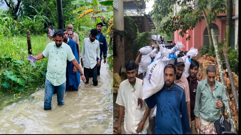 আনোয়ারায় বন্যাকবলিত ৩০০ পরিবারের মাঝে চেয়ারম্যান প্রার্থী নু