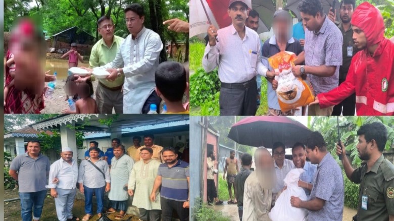 বাঁশখালীতে বন্যাদুর্গত মানুষের পাশে প্রশাসন, জনপ্রতিনিধি ও স